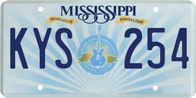 MS license plate KYS254