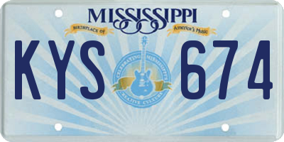 MS license plate KYS674