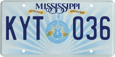 MS license plate KYT036