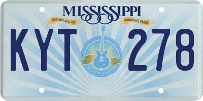MS license plate KYT278