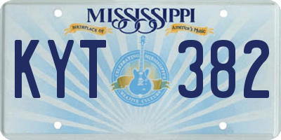 MS license plate KYT382