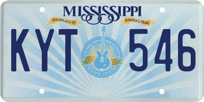 MS license plate KYT546