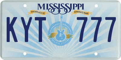 MS license plate KYT777