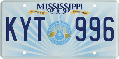 MS license plate KYT996
