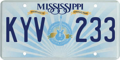 MS license plate KYV233