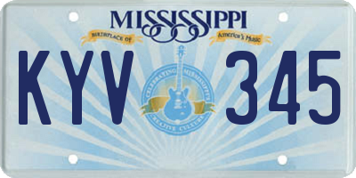 MS license plate KYV345