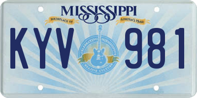 MS license plate KYV981