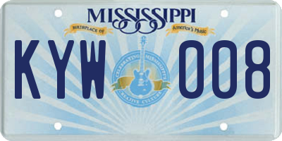 MS license plate KYW008