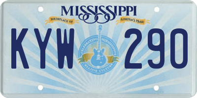 MS license plate KYW290