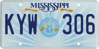 MS license plate KYW306