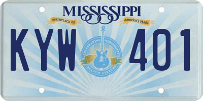 MS license plate KYW401