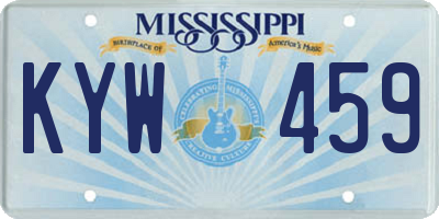 MS license plate KYW459