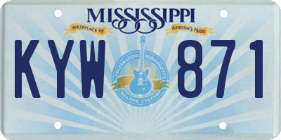 MS license plate KYW871