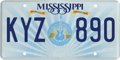 MS license plate KYZ890