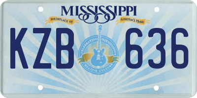 MS license plate KZB636