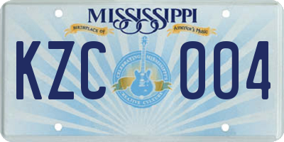 MS license plate KZC004