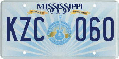 MS license plate KZC060