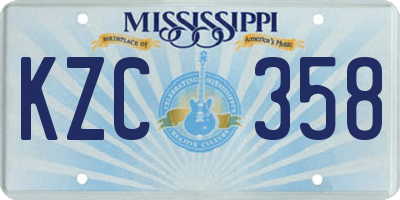 MS license plate KZC358