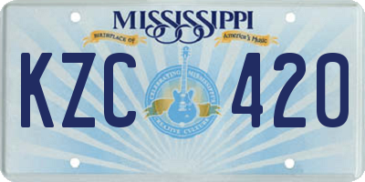 MS license plate KZC420