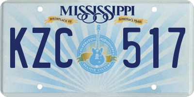 MS license plate KZC517