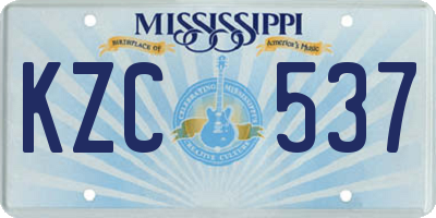 MS license plate KZC537