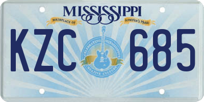 MS license plate KZC685