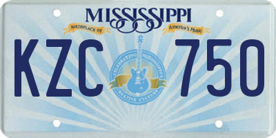 MS license plate KZC750