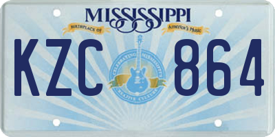 MS license plate KZC864