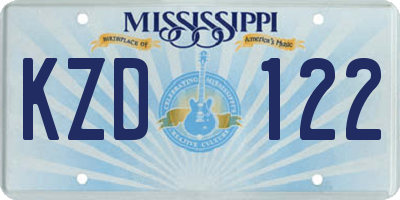 MS license plate KZD122