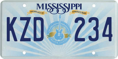 MS license plate KZD234