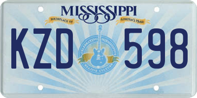 MS license plate KZD598
