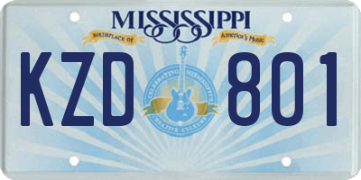 MS license plate KZD801