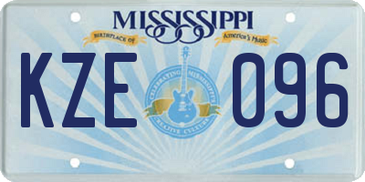 MS license plate KZE096