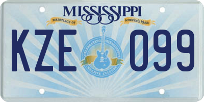 MS license plate KZE099