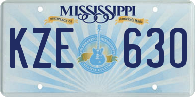MS license plate KZE630