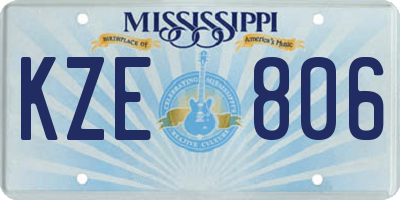 MS license plate KZE806