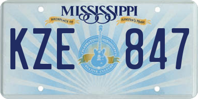 MS license plate KZE847