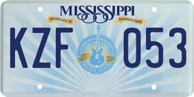 MS license plate KZF053