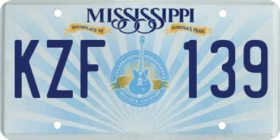 MS license plate KZF139