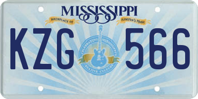 MS license plate KZG566