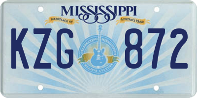 MS license plate KZG872