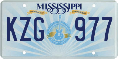 MS license plate KZG977