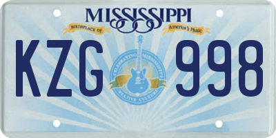 MS license plate KZG998
