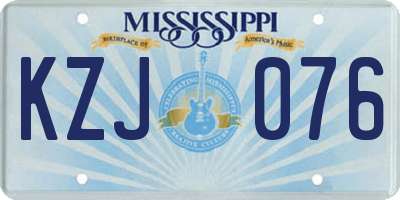 MS license plate KZJ076