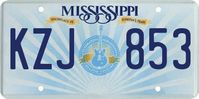 MS license plate KZJ853