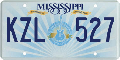 MS license plate KZL527