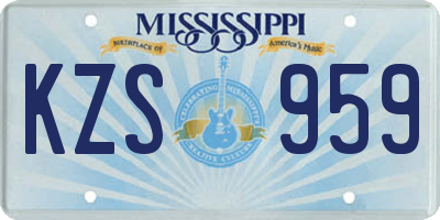 MS license plate KZS959