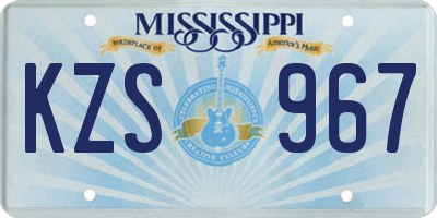 MS license plate KZS967