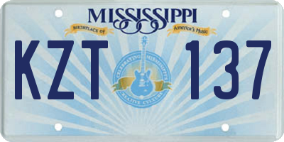 MS license plate KZT137