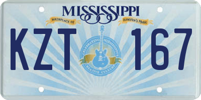 MS license plate KZT167